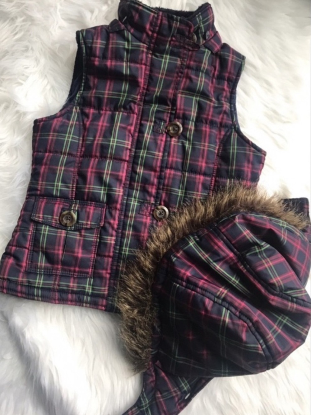 GAP Plaid Puffer Vest